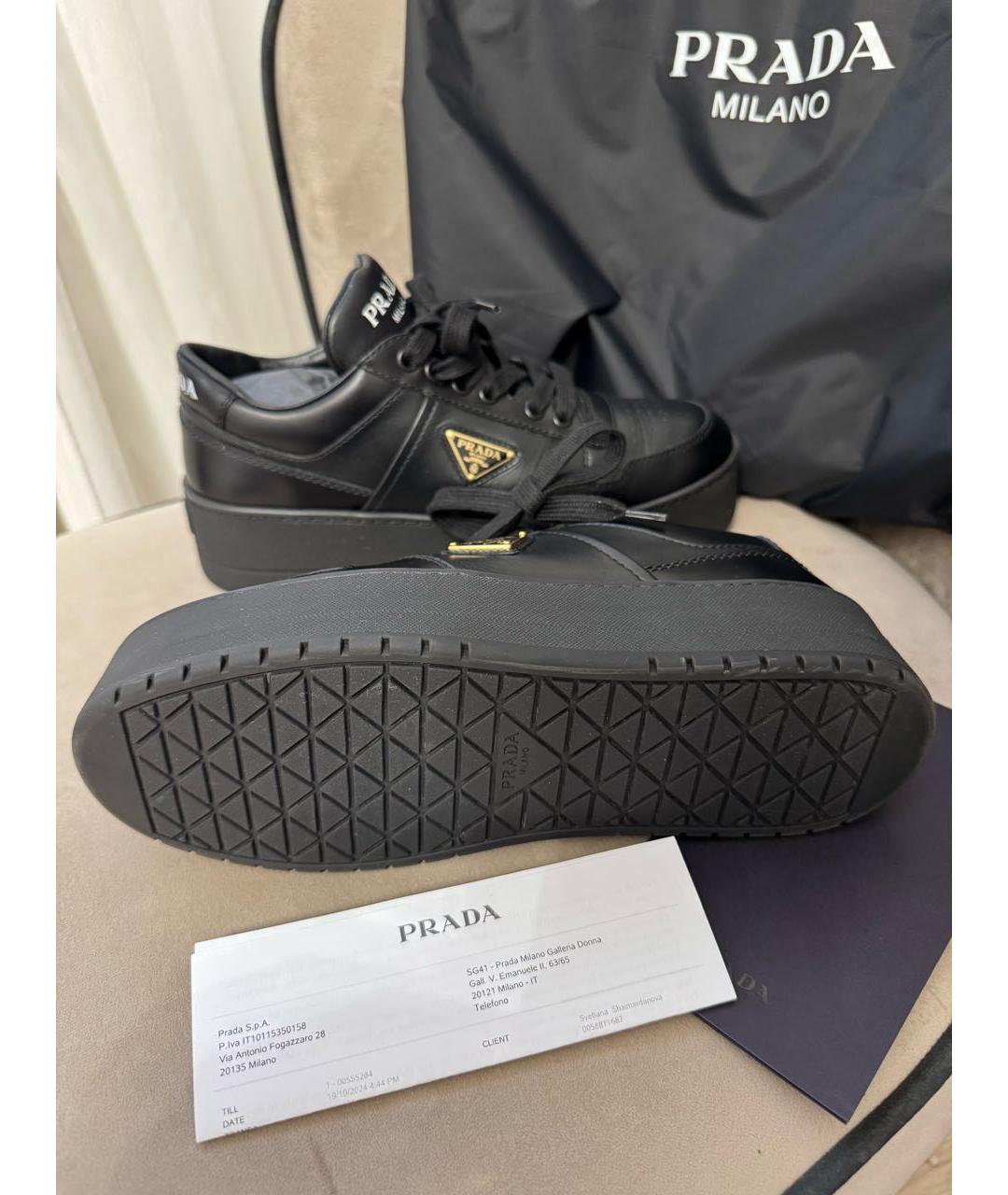 PRADA Черные кожаные кеды, фото 6