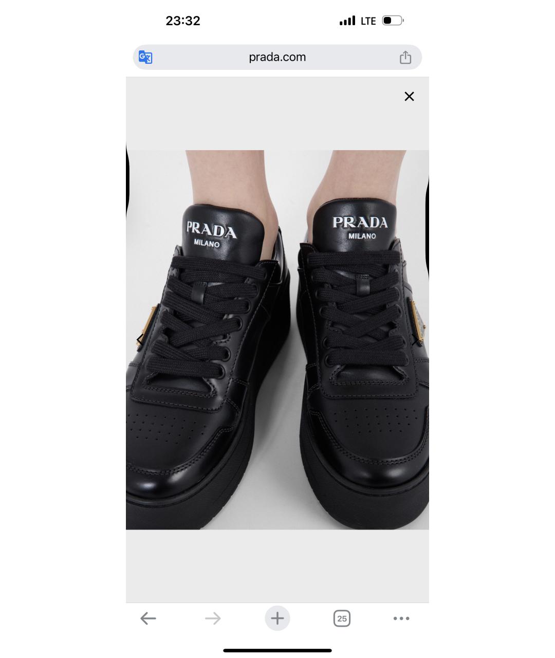 PRADA Черные кожаные кеды, фото 4