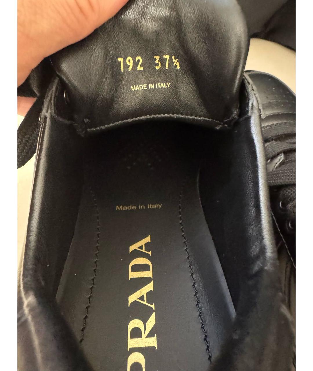 PRADA Черные кожаные кеды, фото 7