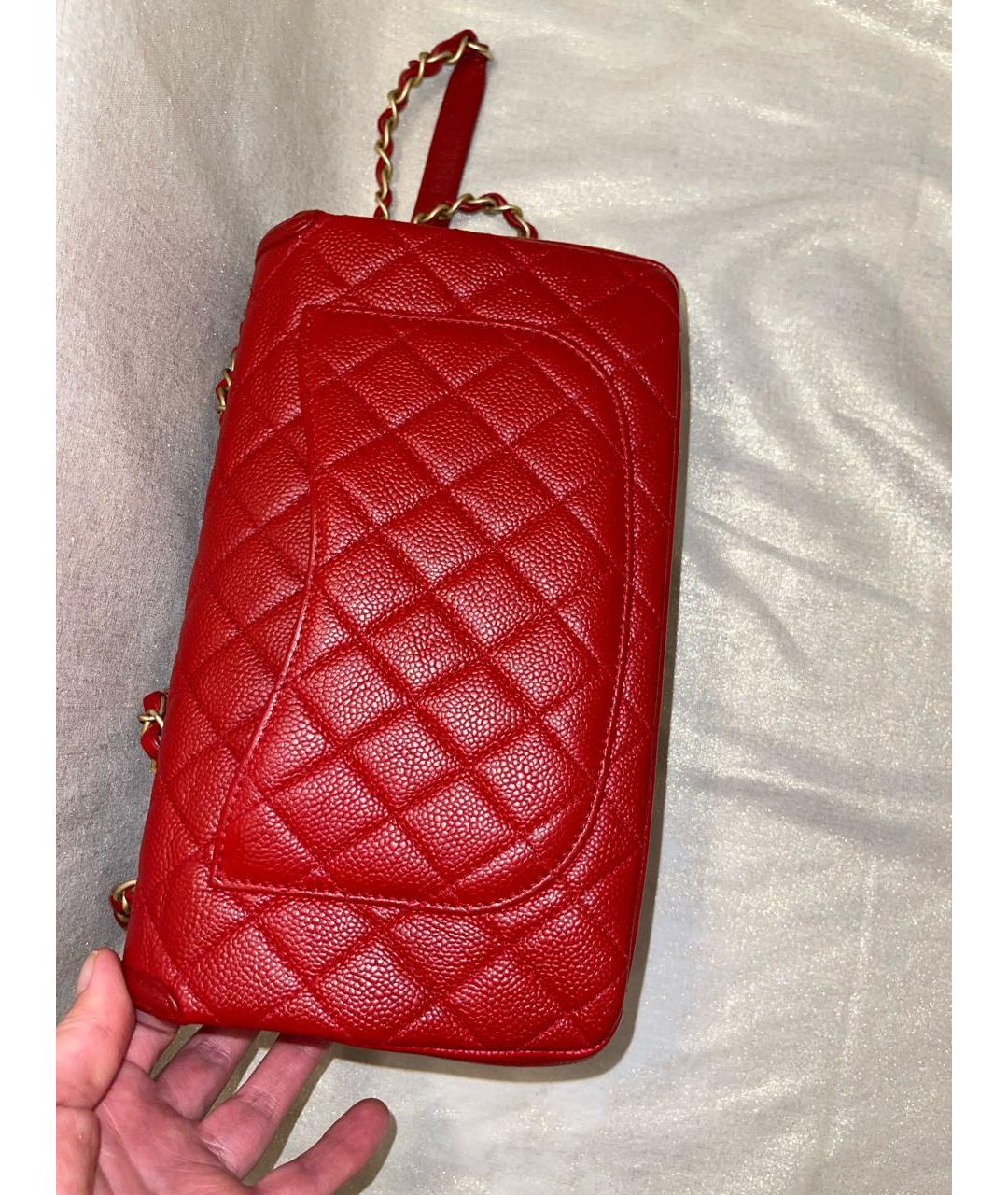 CHANEL Красная кожаная сумка через плечо, фото 4