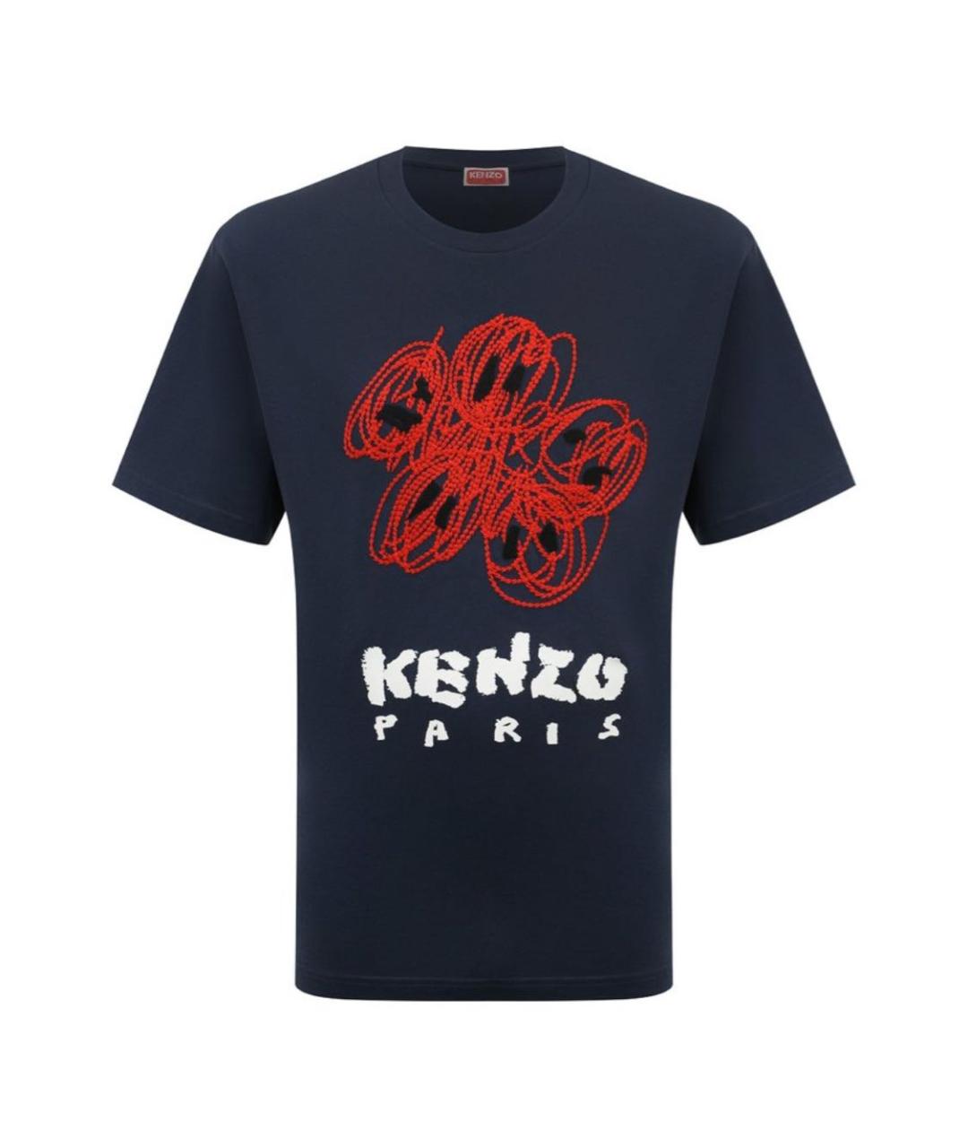 KENZO Темно-синяя хлопковая футболка, фото 7