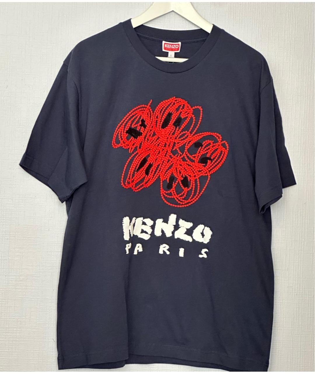 KENZO Темно-синяя хлопковая футболка, фото 6
