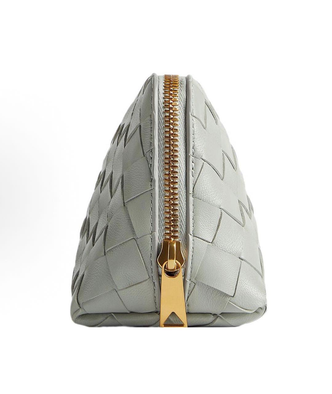 BOTTEGA VENETA Серая кожаная косметичка, фото 2