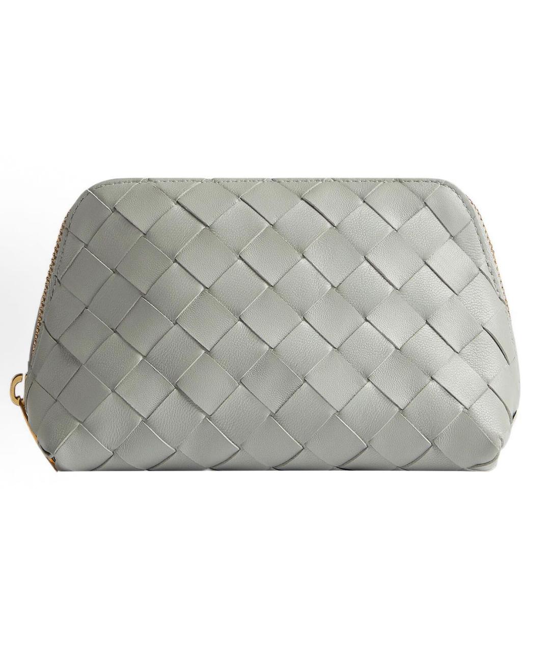 BOTTEGA VENETA Серая кожаная косметичка, фото 4