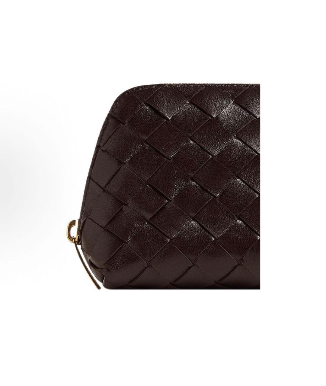 BOTTEGA VENETA Коричневая кожаная косметичка, фото 3