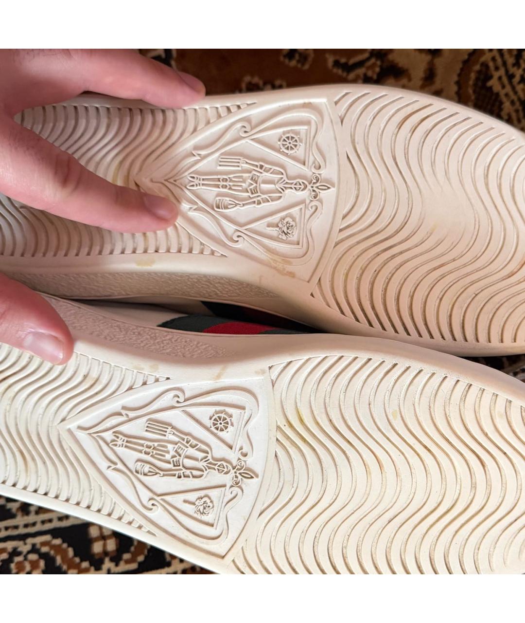 GUCCI Белые кожаные низкие кроссовки / кеды, фото 3