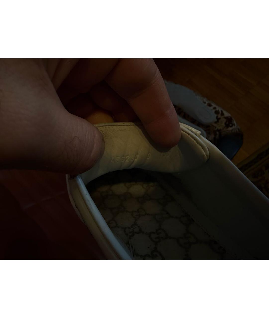 GUCCI Белые кожаные низкие кроссовки / кеды, фото 6