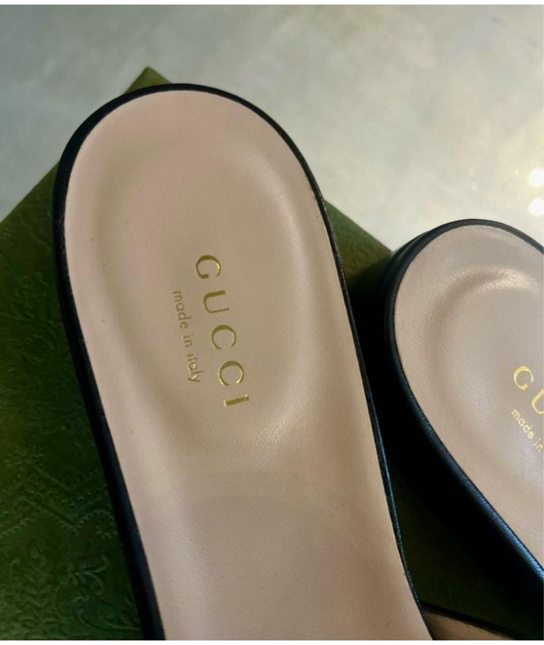 GUCCI Черные кожаные мюли, фото 5