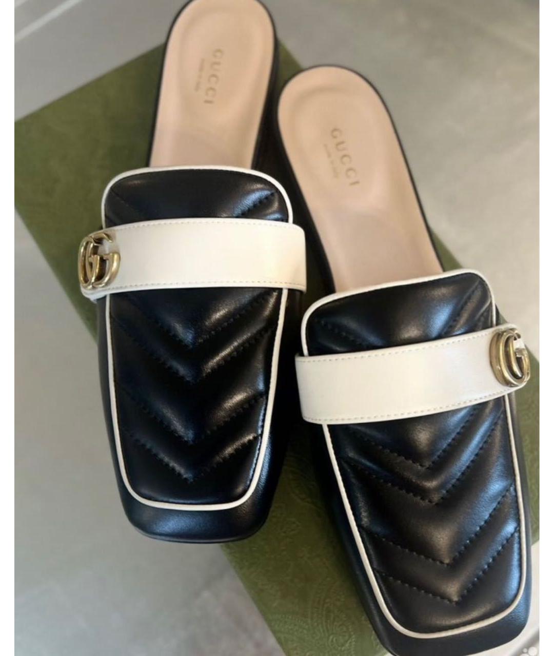 GUCCI Черные кожаные мюли, фото 2