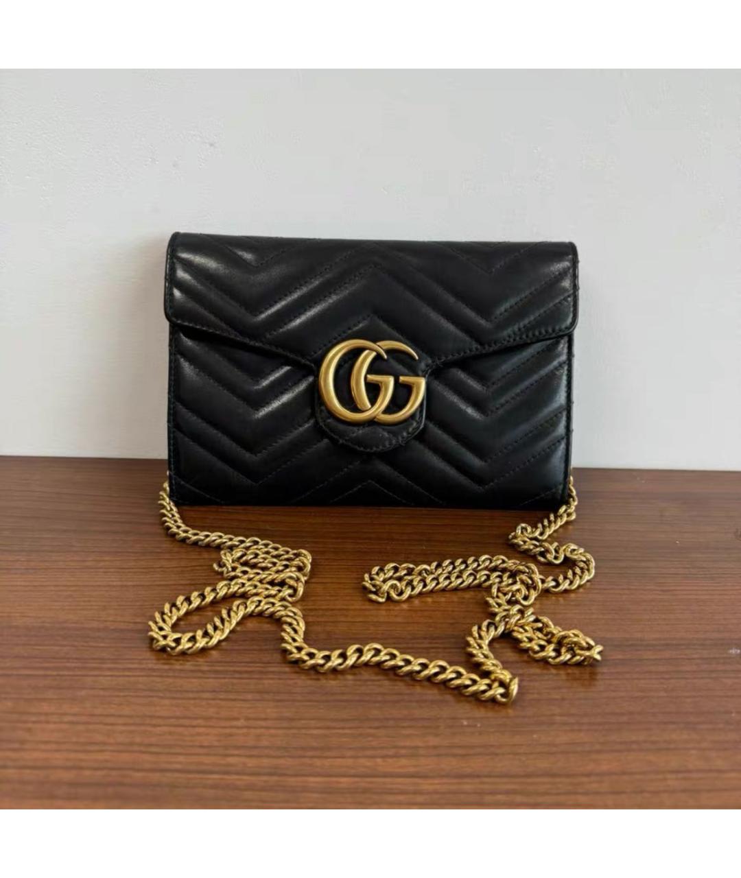 GUCCI Черная кожаная сумка через плечо, фото 6