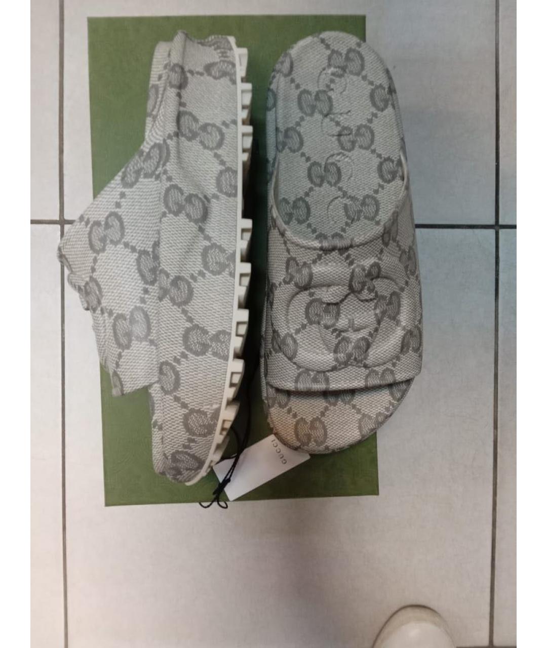 GUCCI Бежевые резиновые сабо, фото 4