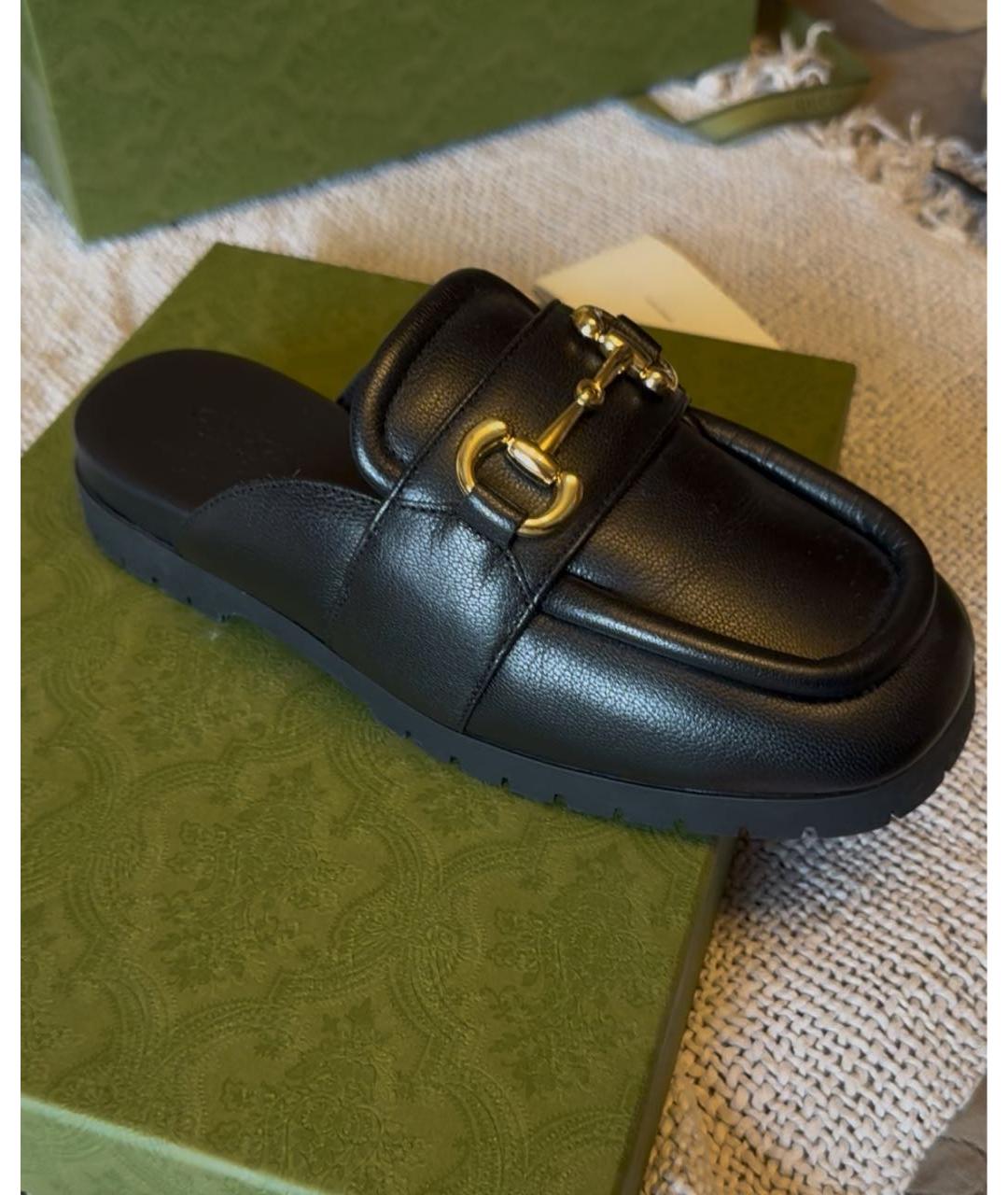 GUCCI Черные кожаные мюли, фото 7