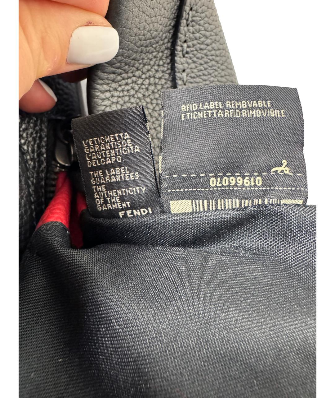 FENDI Серая кожаная сумка тоут, фото 7