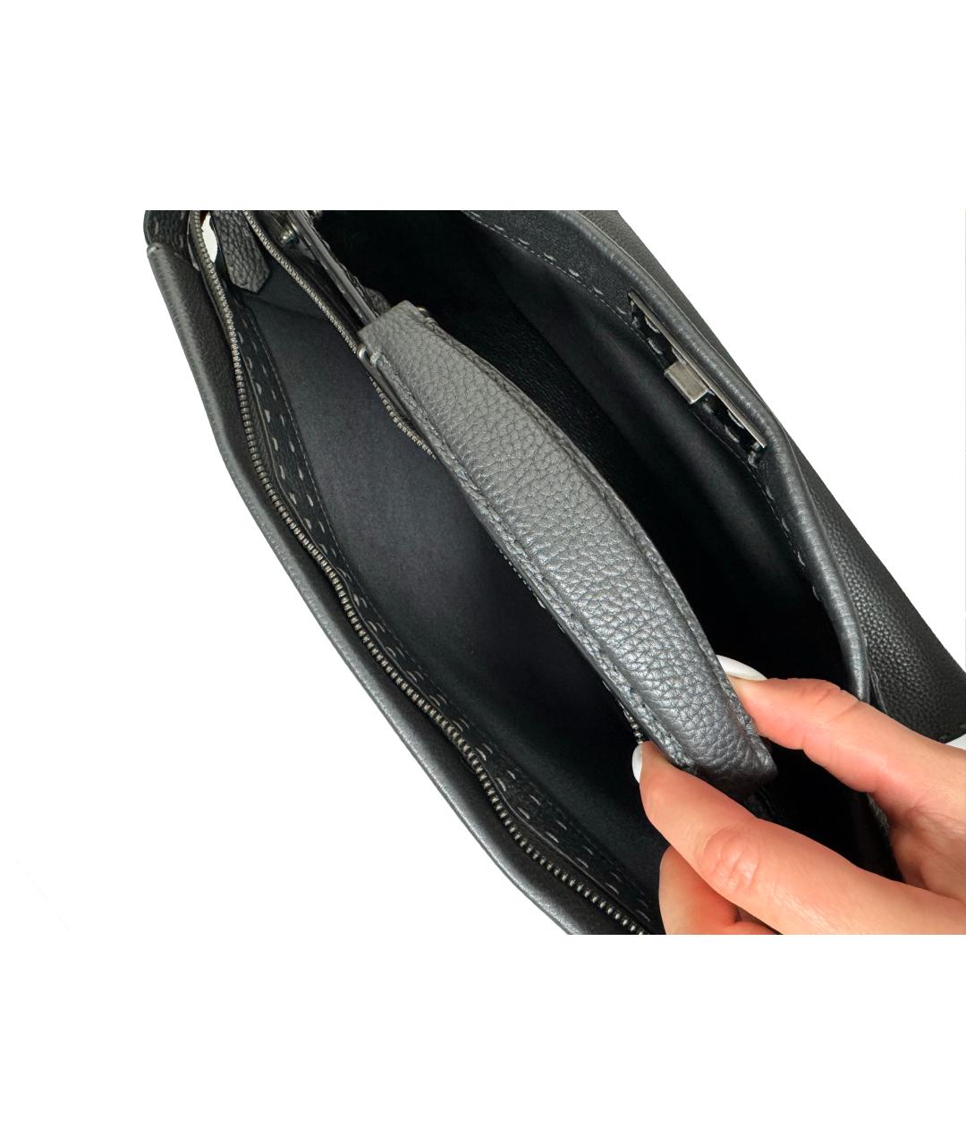FENDI Серая кожаная сумка тоут, фото 3