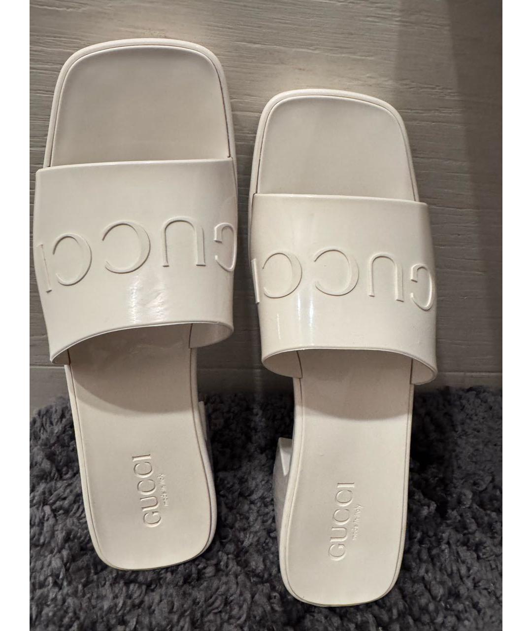 GUCCI Бежевые резиновые мюли, фото 2