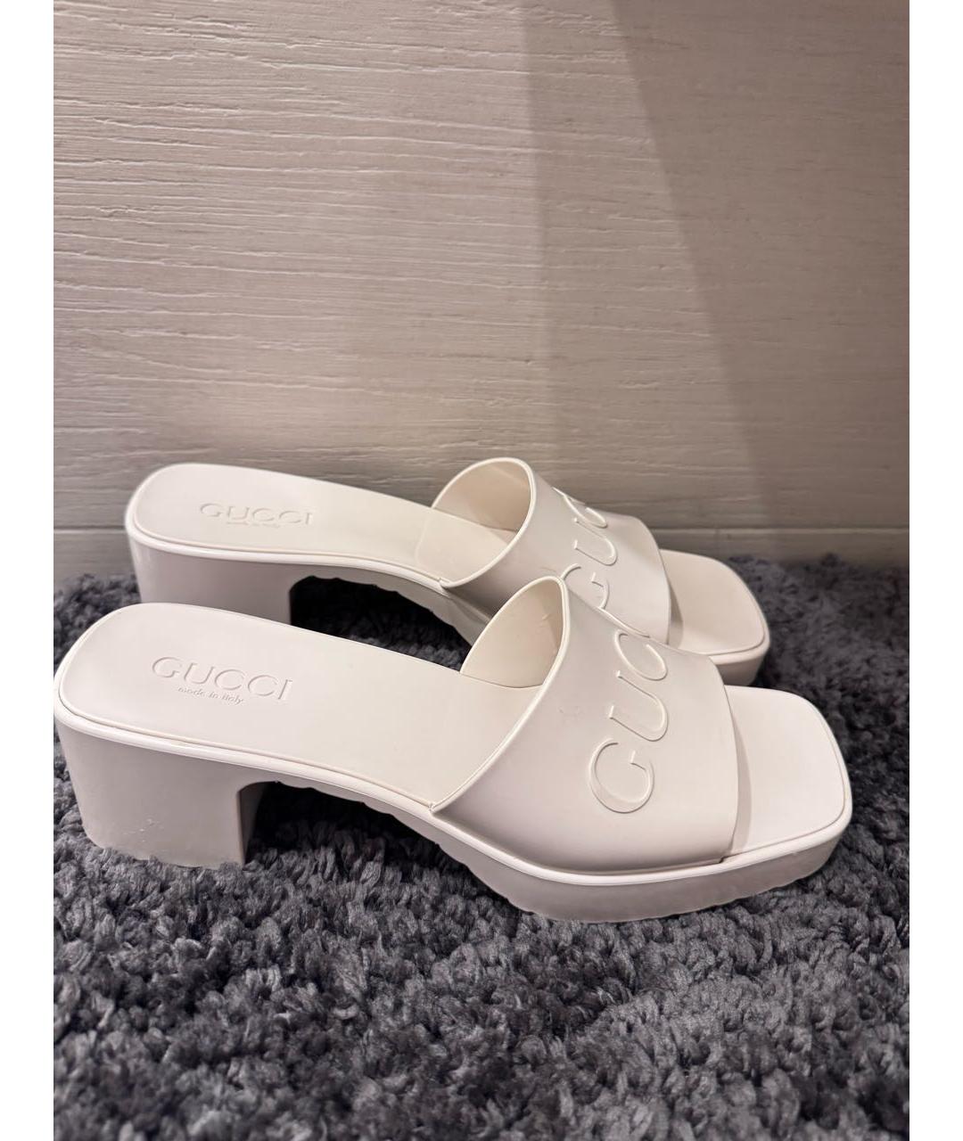 GUCCI Бежевые резиновые мюли, фото 9