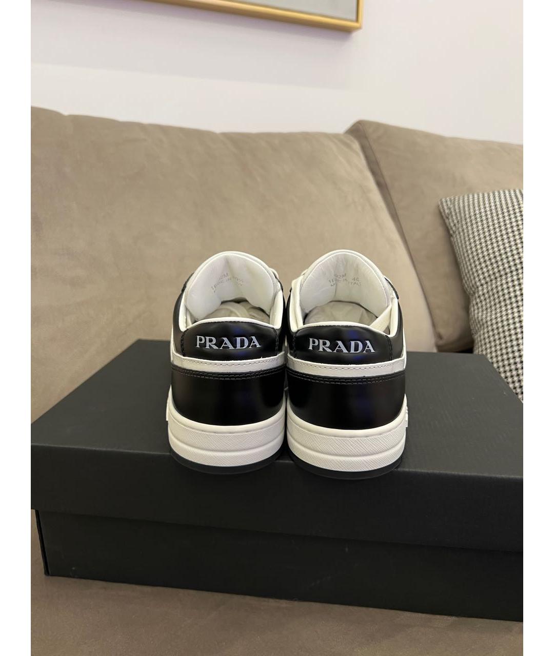 PRADA Белые кожаные кеды, фото 4