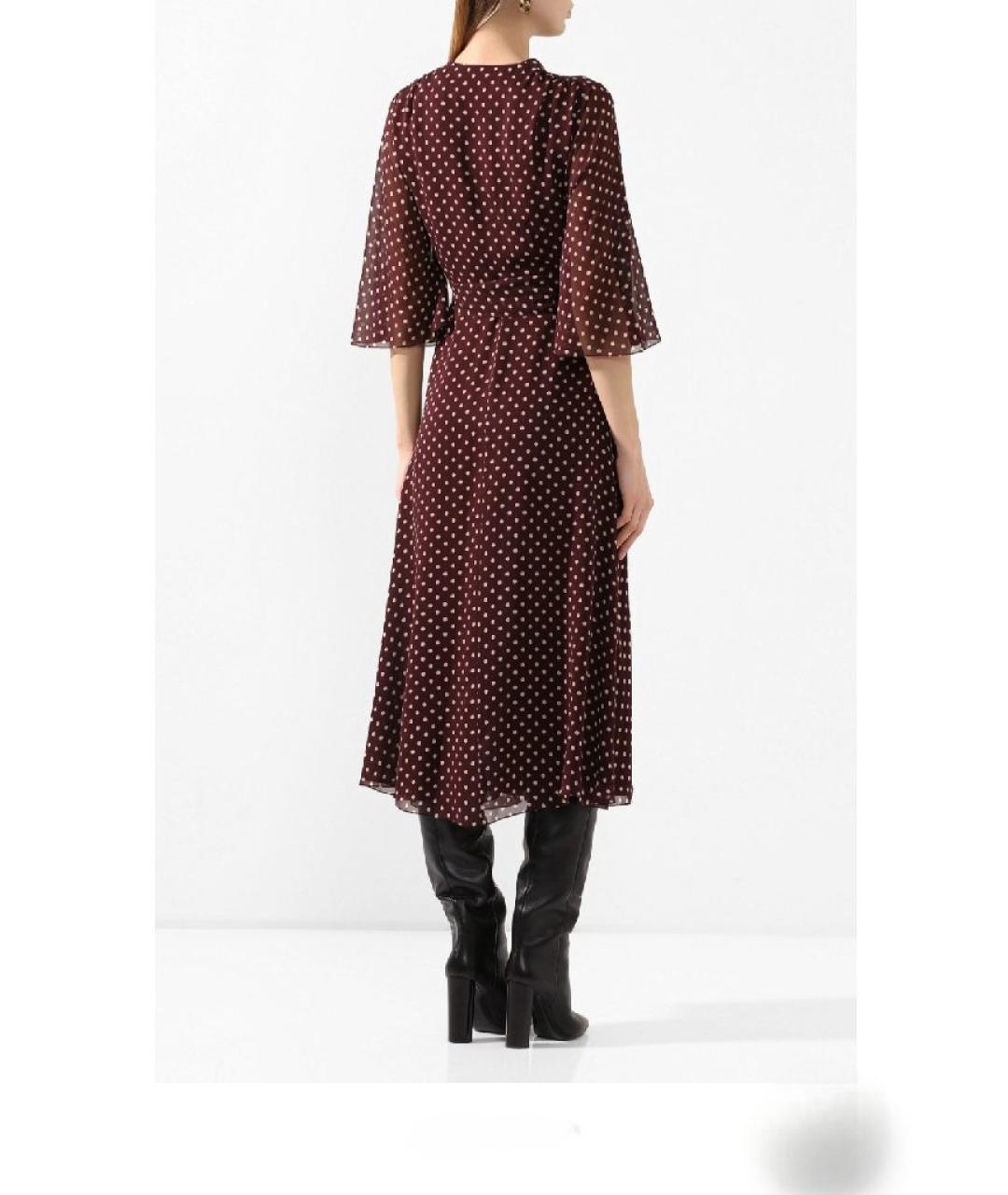 CELINE Бордовое шелковое повседневное платье, фото 2