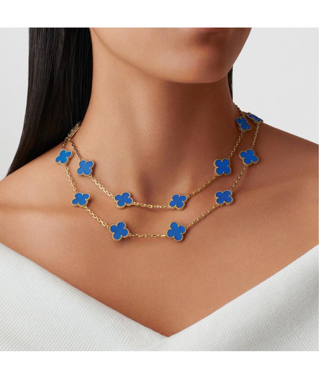 VAN CLEEF & ARPELS Синее колье из желтого золота, фото 4