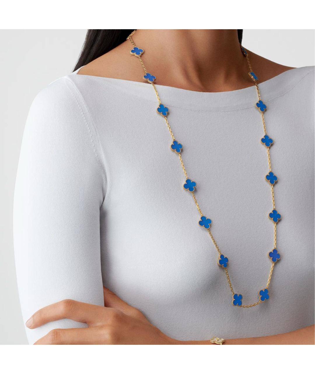 VAN CLEEF & ARPELS Синее колье из желтого золота, фото 5