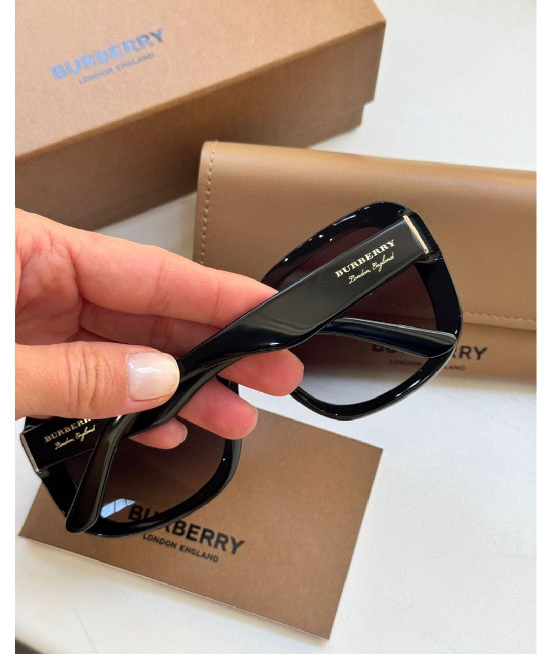 BURBERRY Черные пластиковые солнцезащитные очки, фото 5