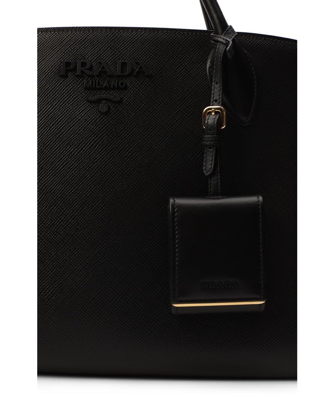 PRADA Черная кожаная сумка с короткими ручками, фото 4