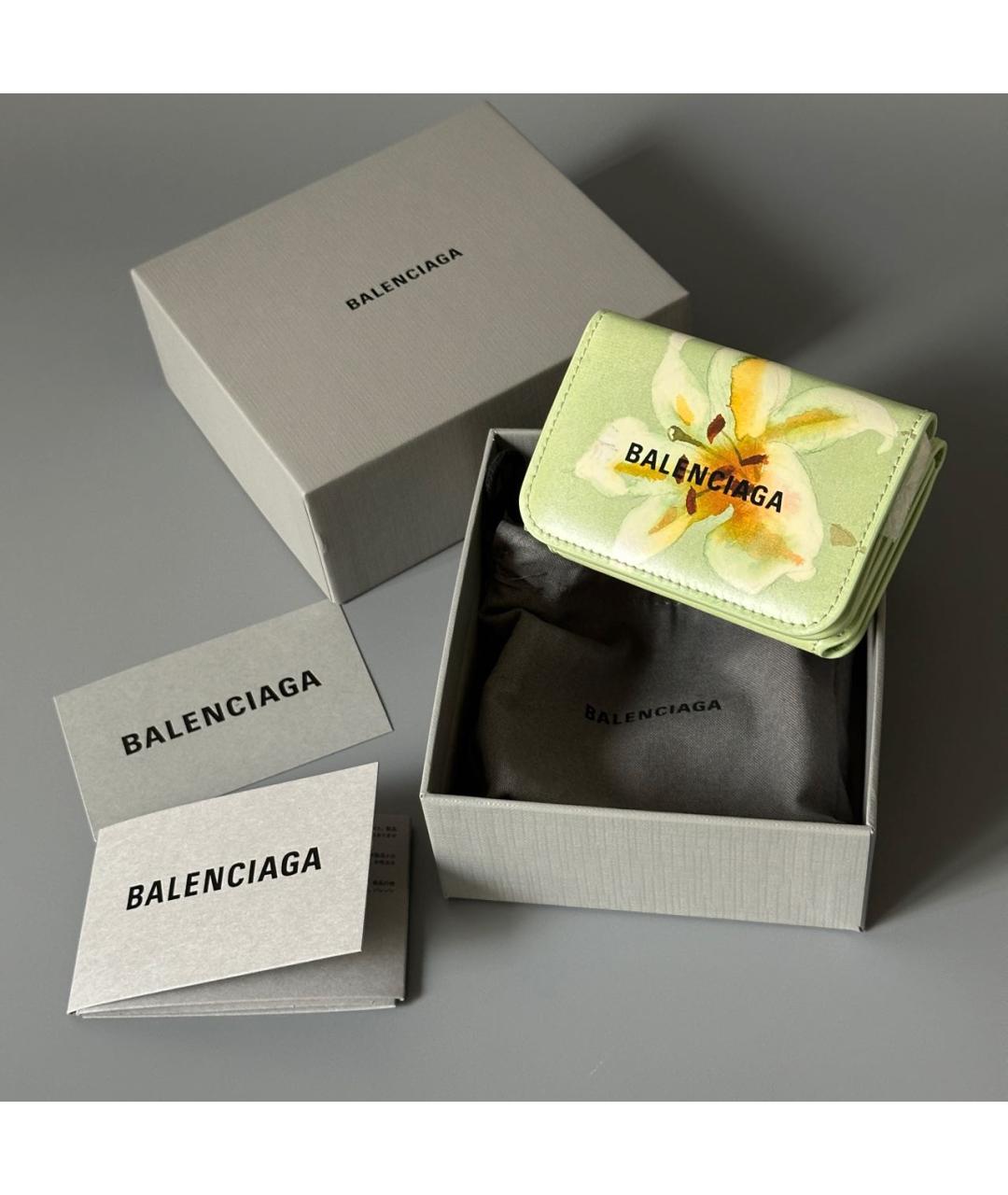 BALENCIAGA Зеленый кожаный кардхолдер, фото 2