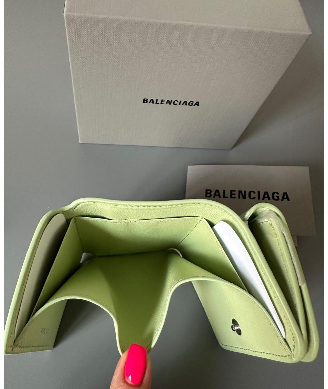 BALENCIAGA Зеленый кожаный кардхолдер, фото 4