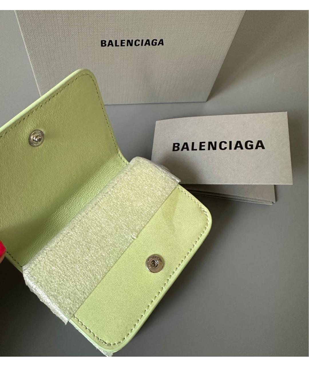 BALENCIAGA Зеленый кожаный кардхолдер, фото 5