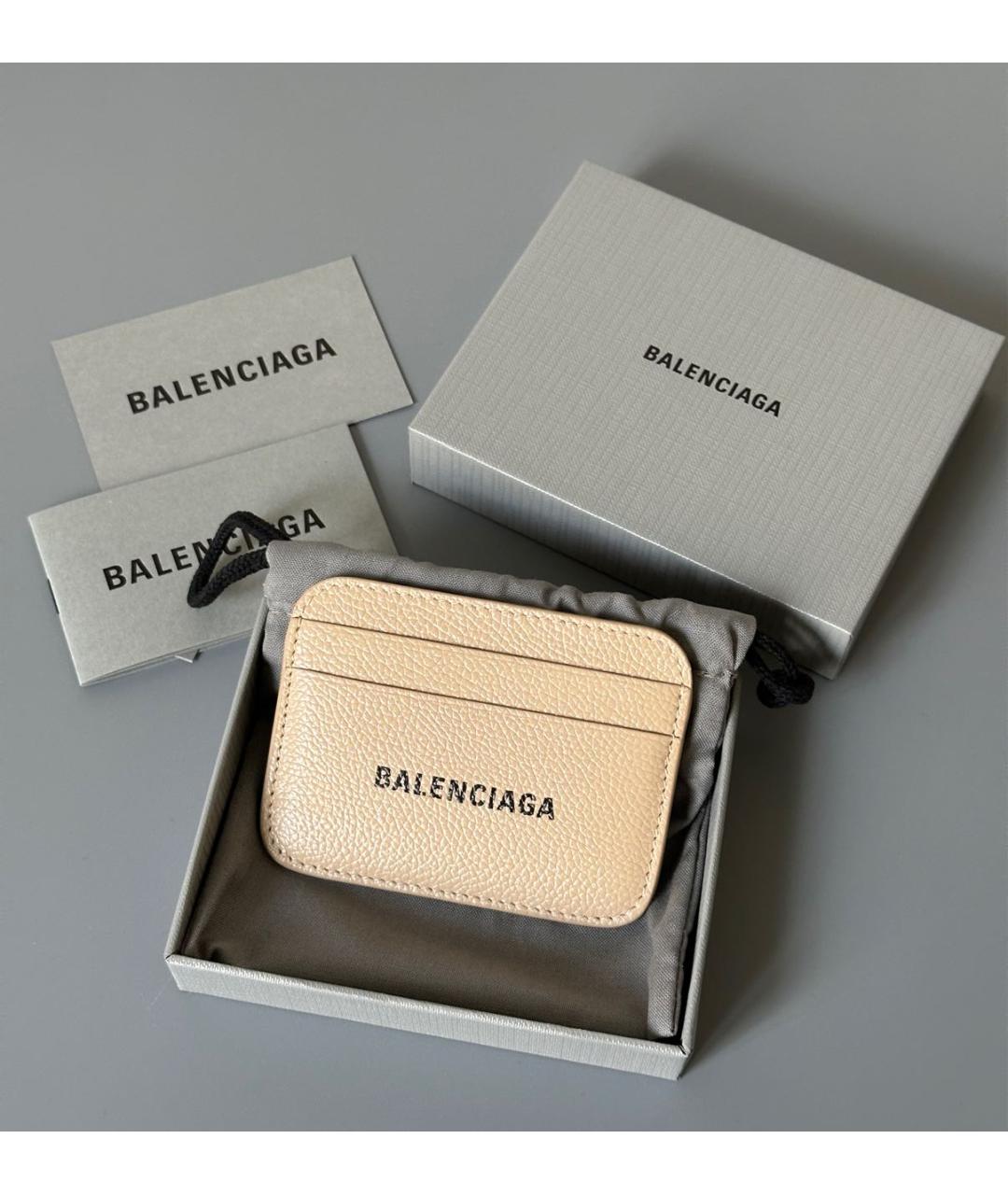 BALENCIAGA Бежевый кожаный кардхолдер, фото 3
