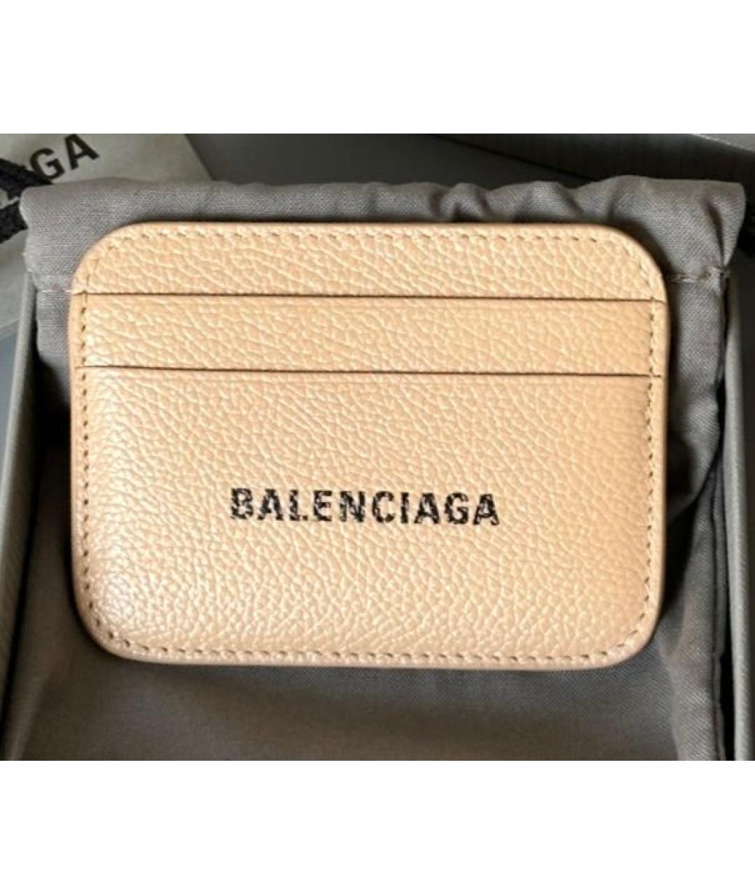 BALENCIAGA Бежевый кожаный кардхолдер, фото 9