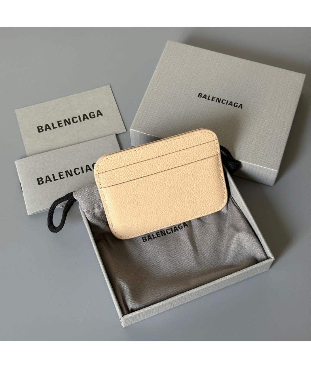 BALENCIAGA Бежевый кожаный кардхолдер, фото 4