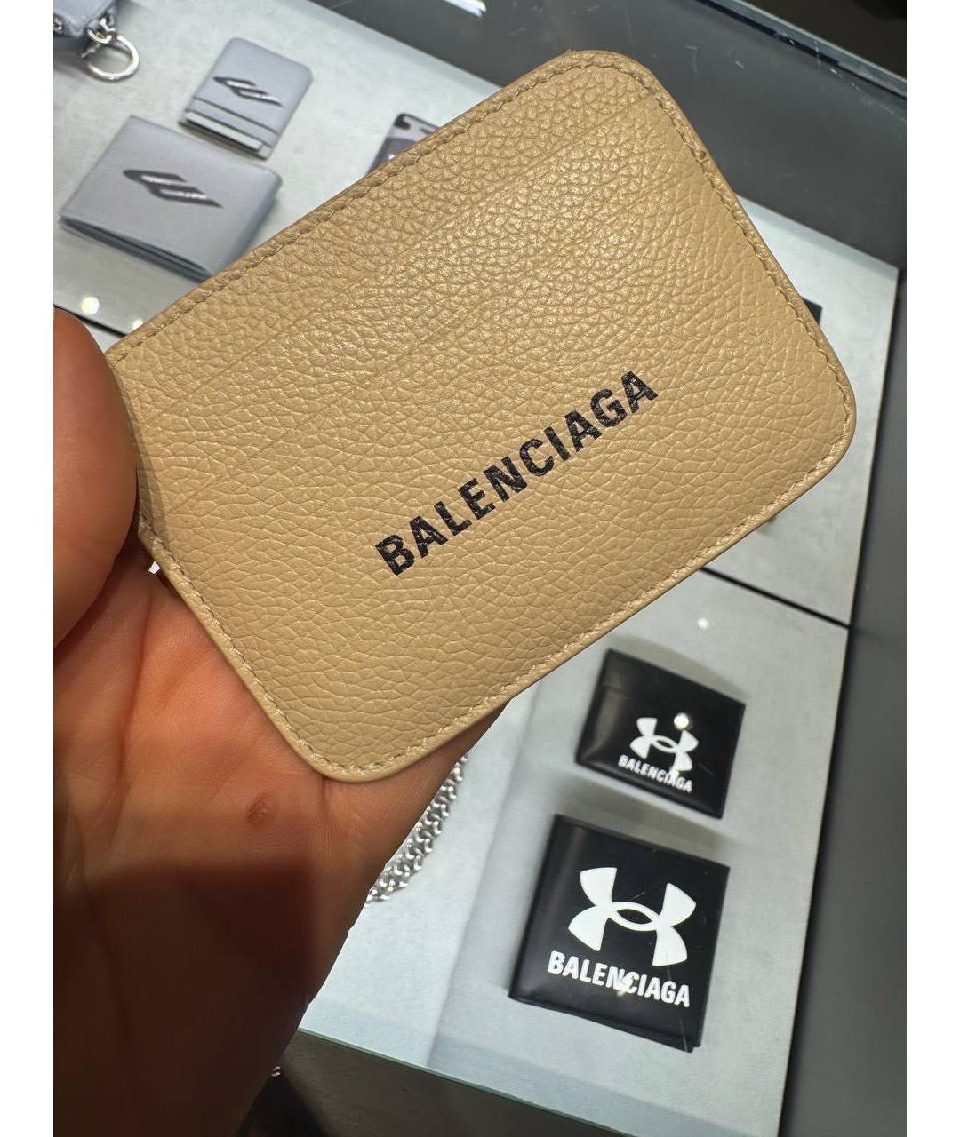 BALENCIAGA Бежевый кожаный кардхолдер, фото 8