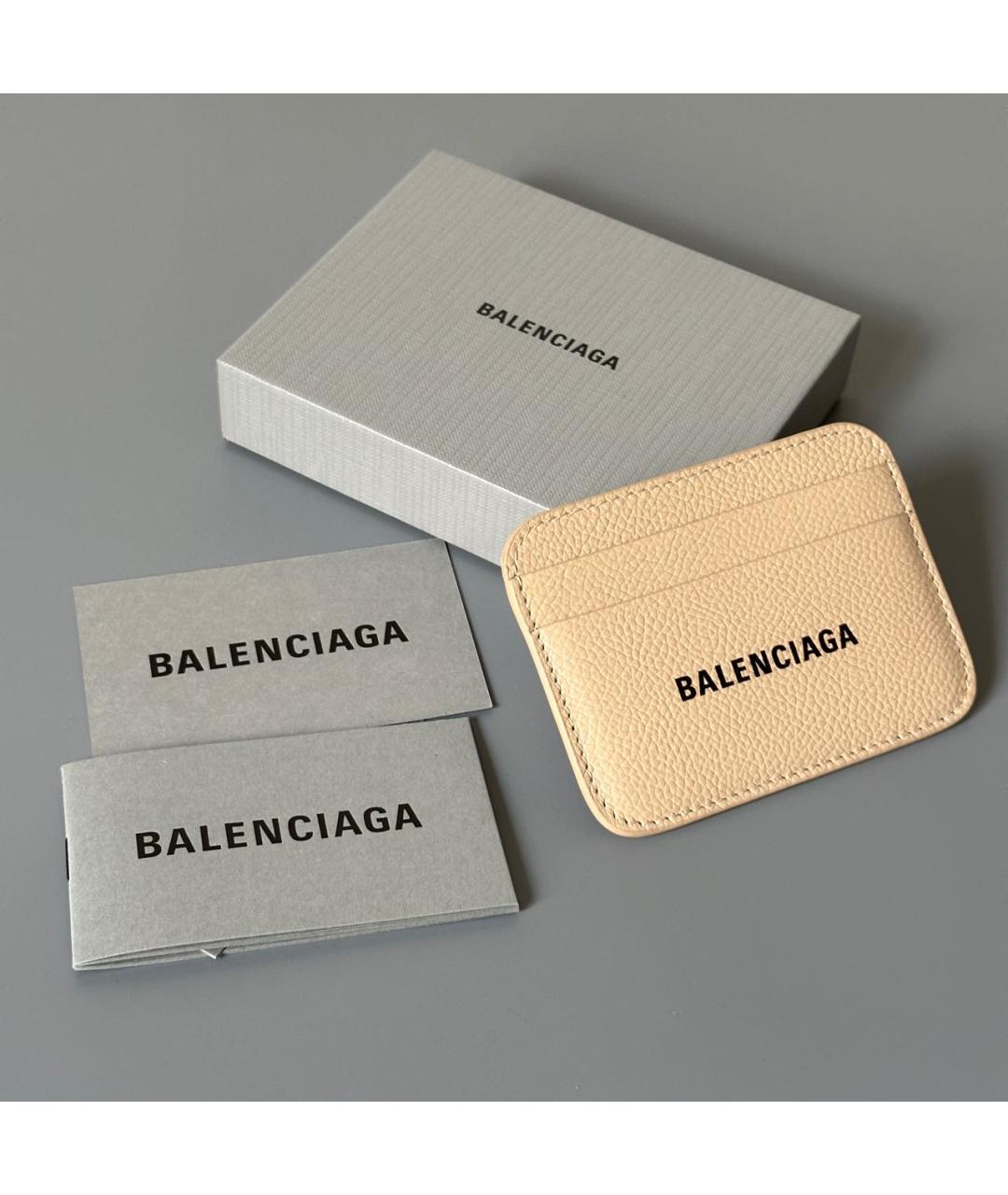 BALENCIAGA Бежевый кожаный кардхолдер, фото 6