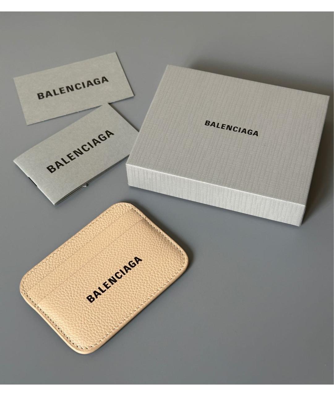 BALENCIAGA Бежевый кожаный кардхолдер, фото 7