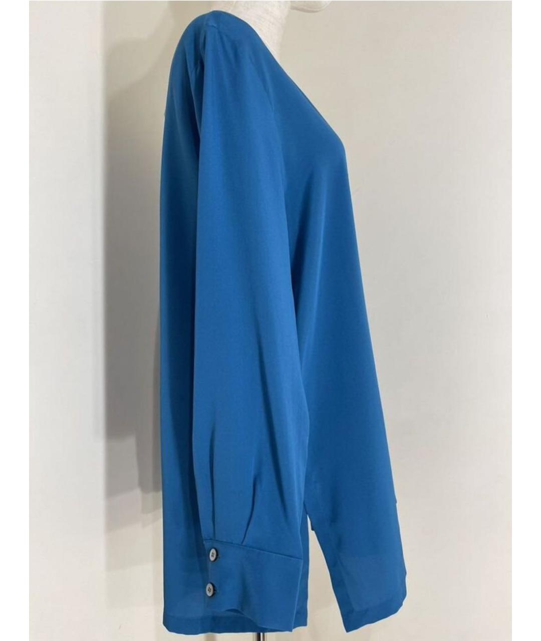 MAX MARA Голубая шелковая блузы, фото 5