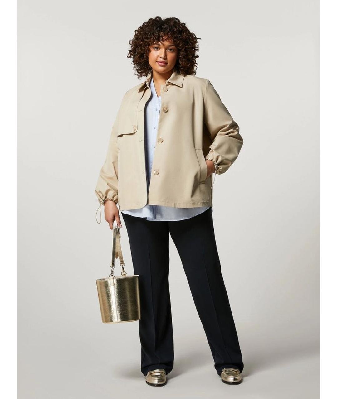 MAX MARA Бежевый полиэстеровый тренч/плащ, фото 6