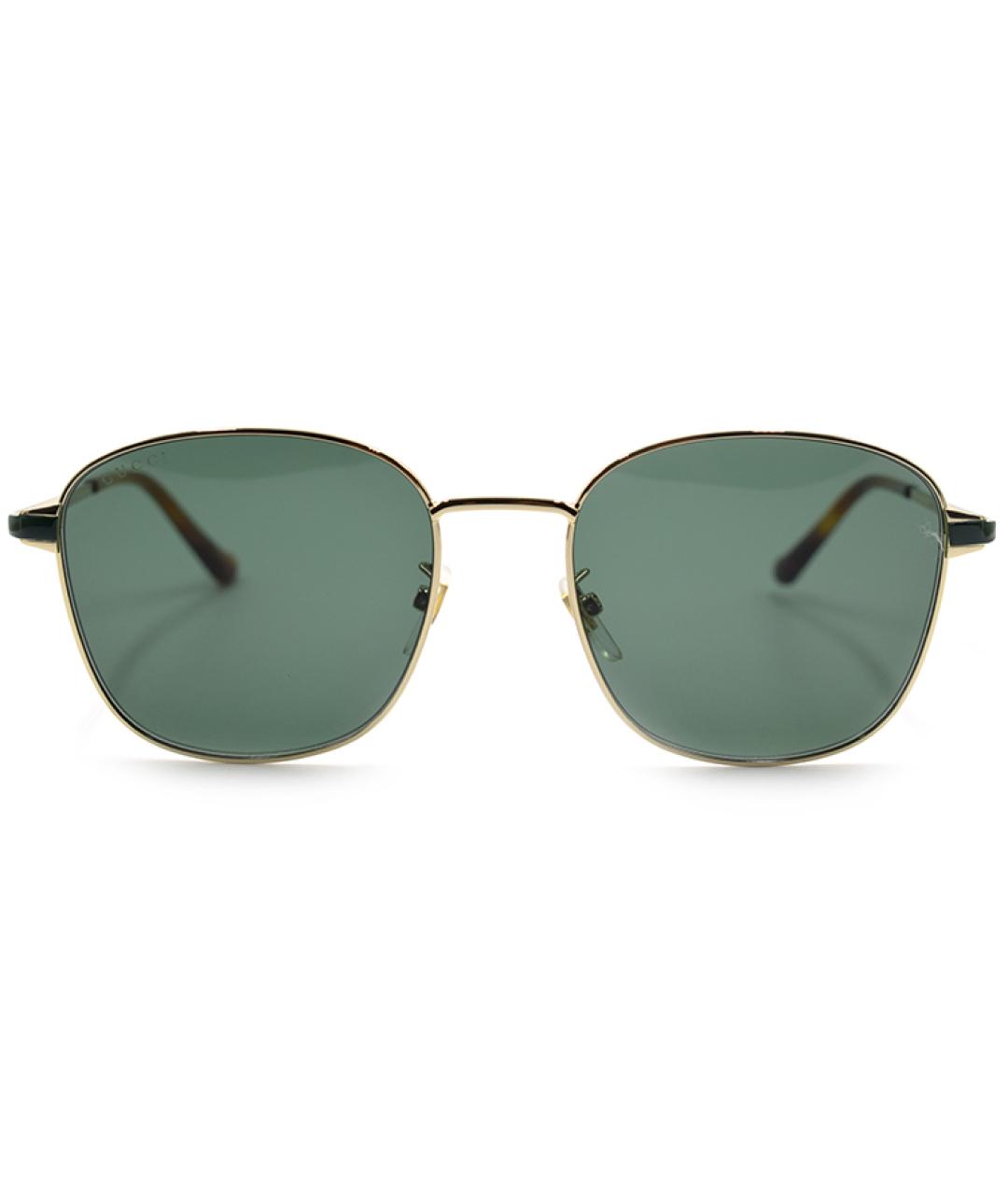 GUCCI Золотые металлические солнцезащитные очки, фото 1