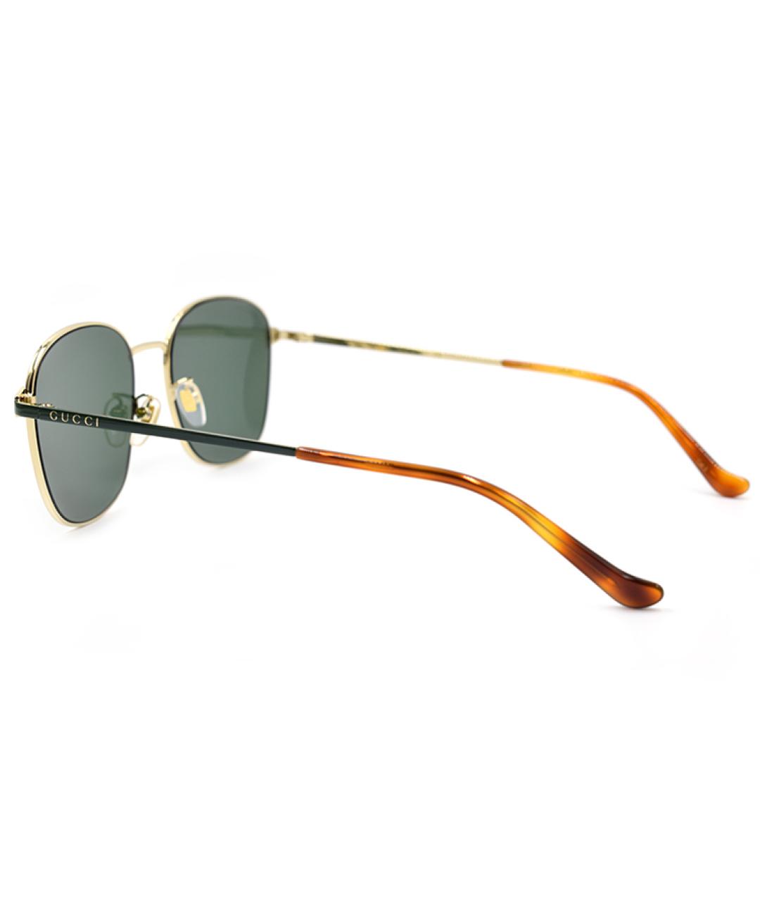 GUCCI Золотые металлические солнцезащитные очки, фото 3