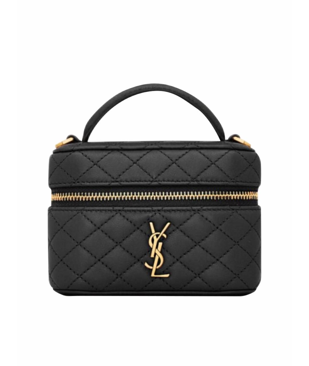 SAINT LAURENT Черная кожаная сумка с короткими ручками, фото 1