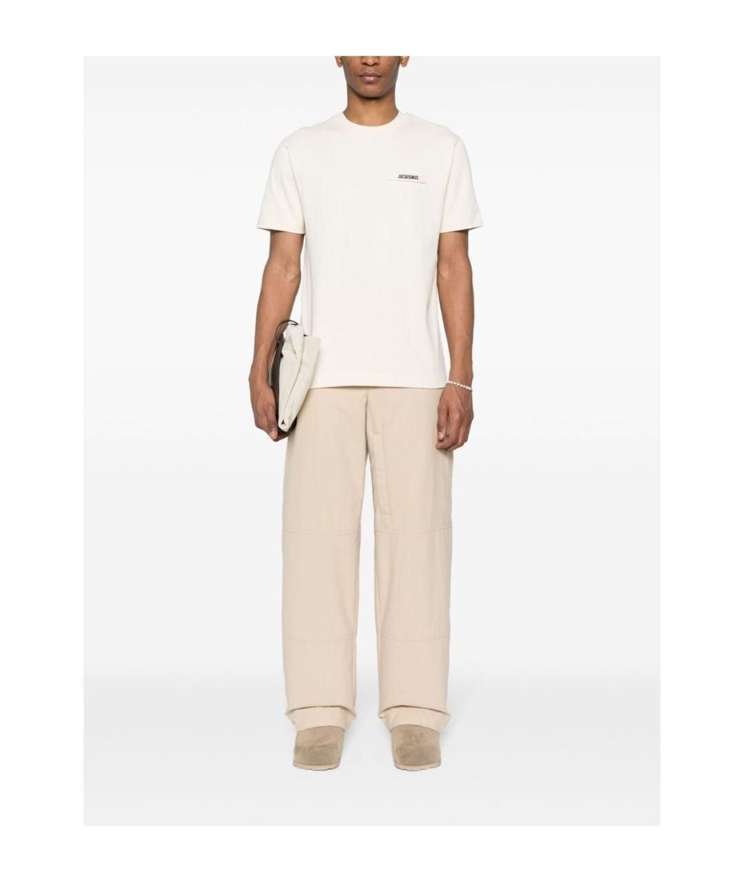 JACQUEMUS Бежевая хлопковая футболка, фото 2