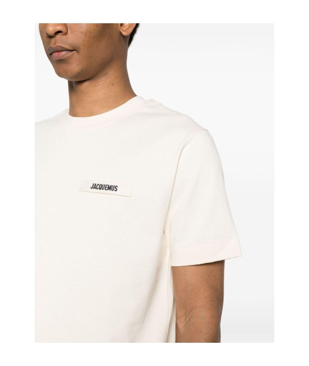 JACQUEMUS Бежевая хлопковая футболка, фото 5