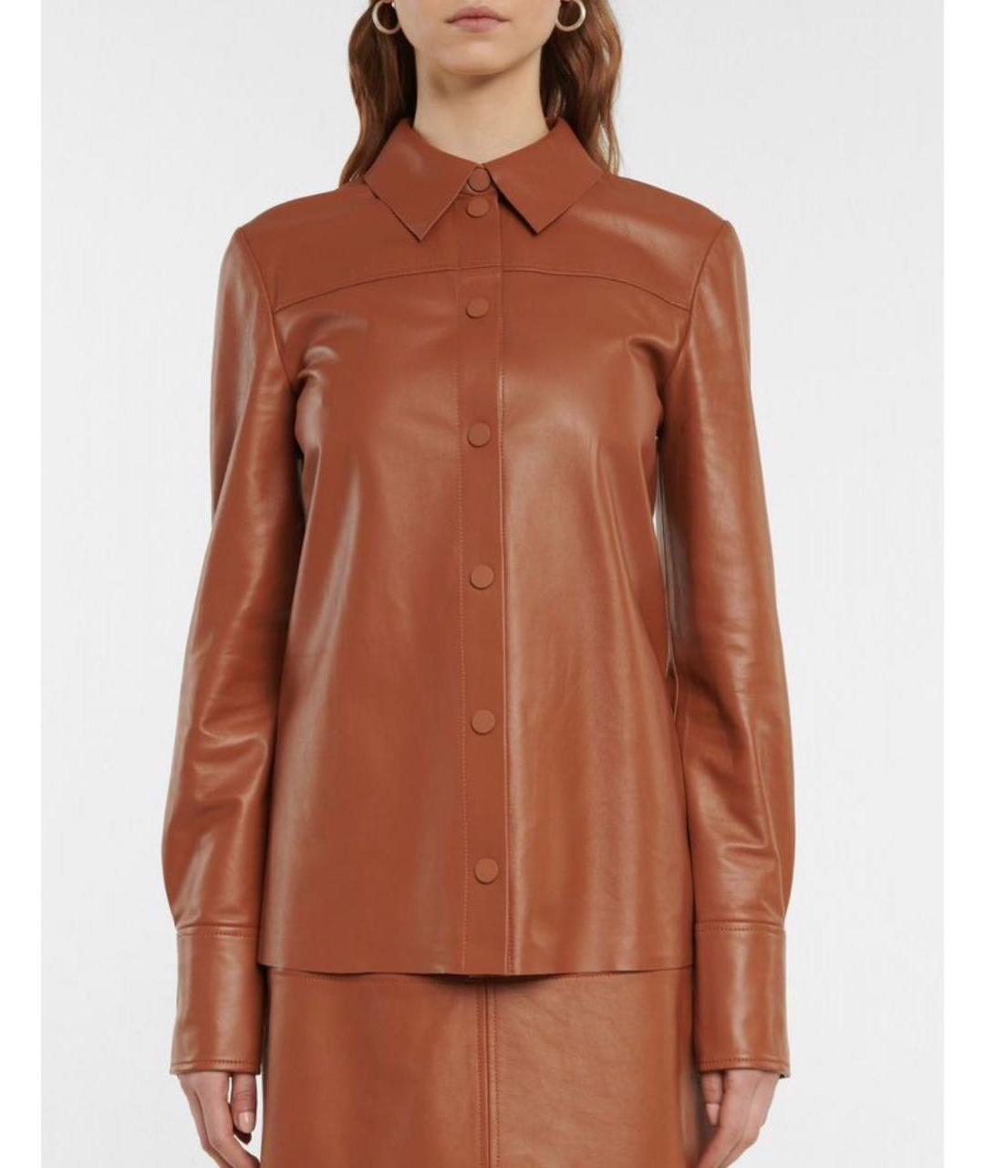 SPORTMAX Коричневая кожаная рубашка, фото 6