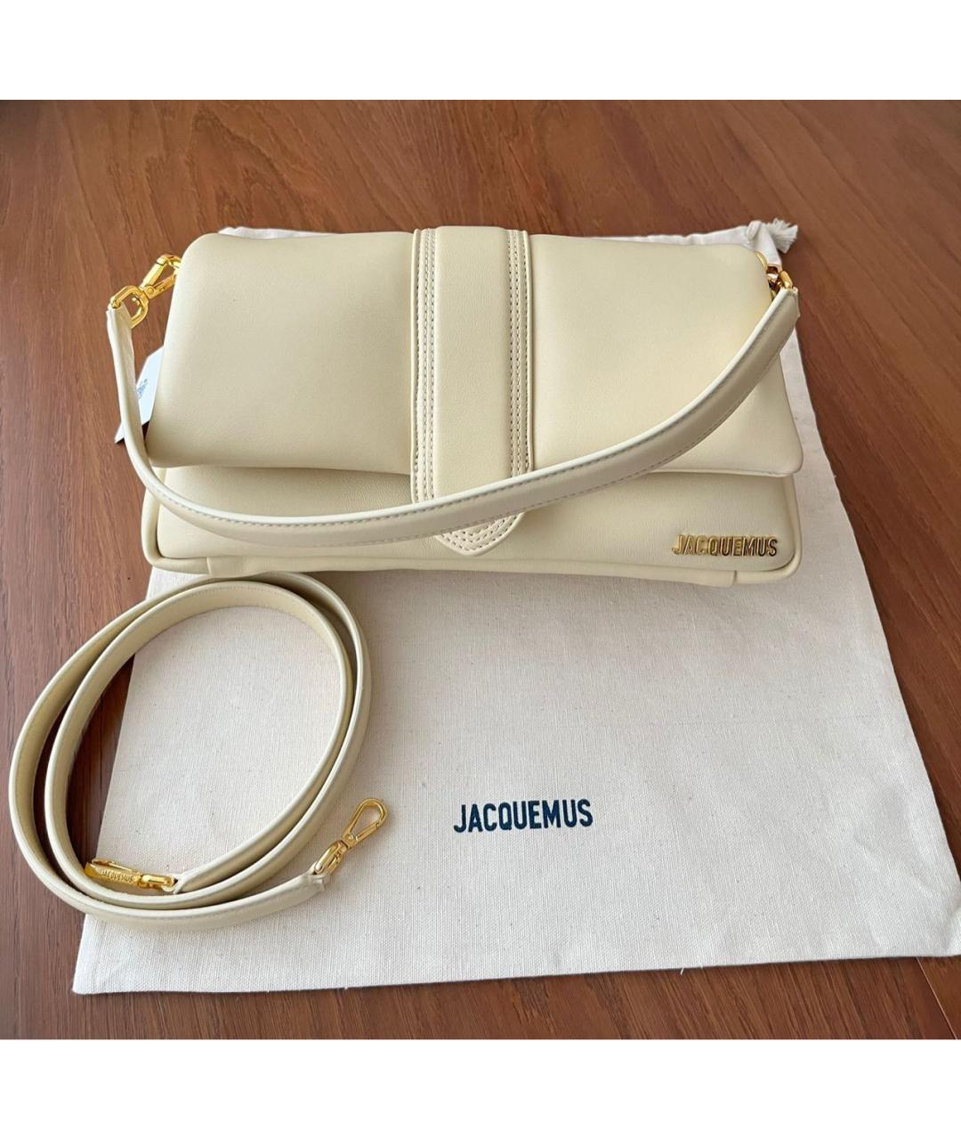 JACQUEMUS Бежевая кожаная сумка через плечо, фото 2