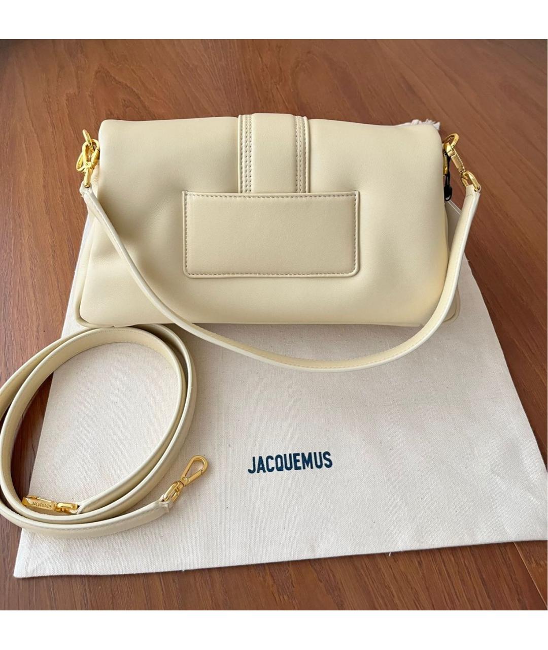 JACQUEMUS Бежевая кожаная сумка через плечо, фото 5