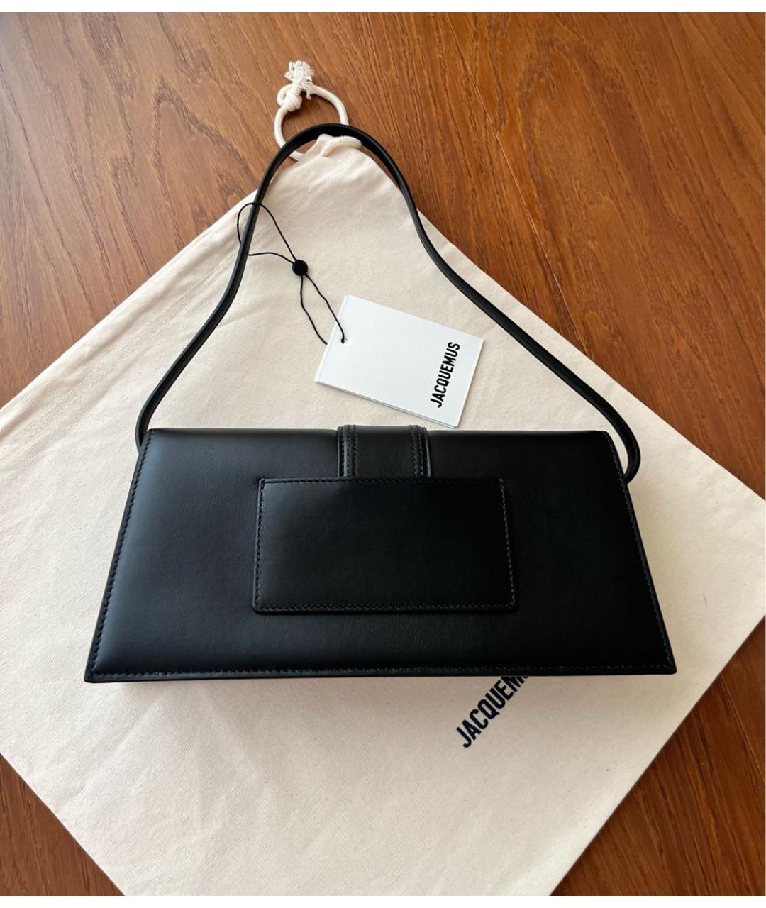 JACQUEMUS Черная кожаная сумка с короткими ручками, фото 4