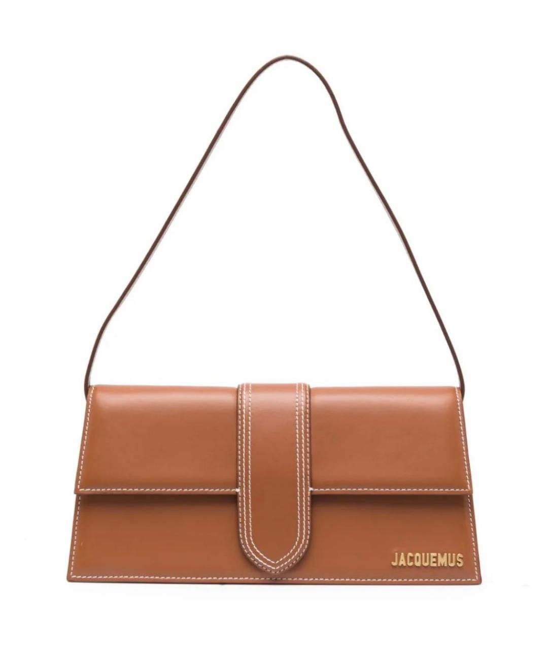 JACQUEMUS Коричневая кожаная сумка с короткими ручками, фото 1