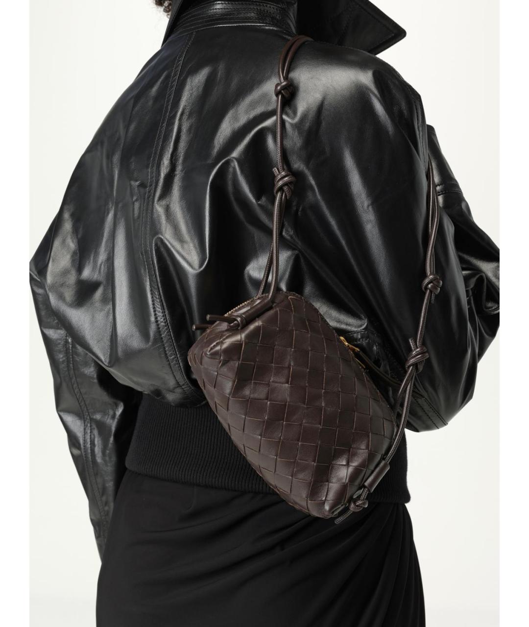 BOTTEGA VENETA Коричневая кожаная сумка через плечо, фото 4