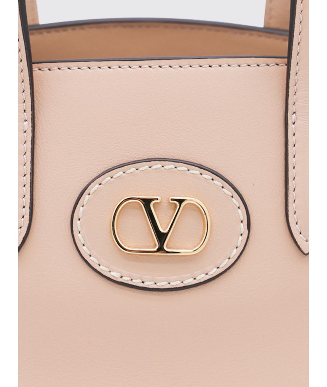 VALENTINO Розовая кожаная сумка тоут, фото 4