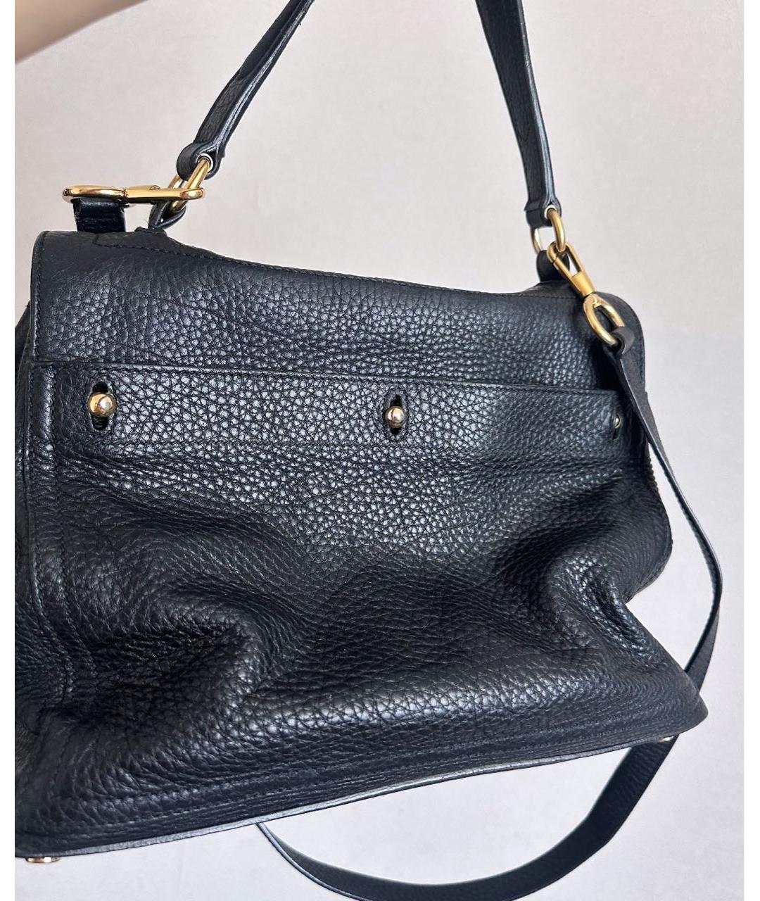 SAINT LAURENT Черная кожаная сумка с короткими ручками, фото 2